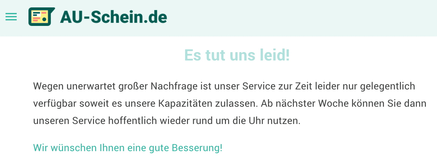 Online AU-Schein Seite down