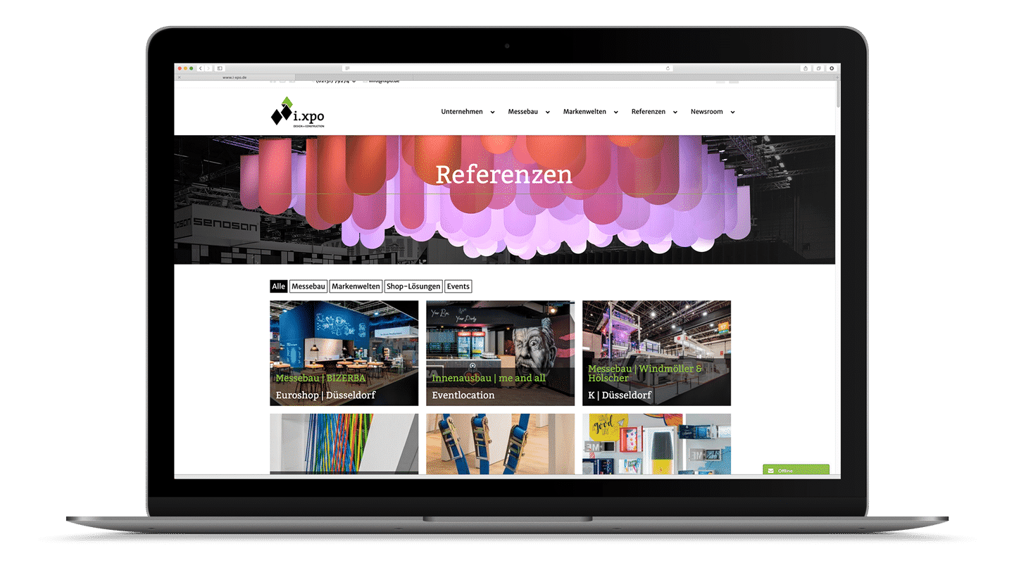 Referenzen Übersichtsseite Webseite i.xpo